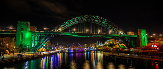 Newcastle Upon Tyne at night Quayside Tyne Bridge