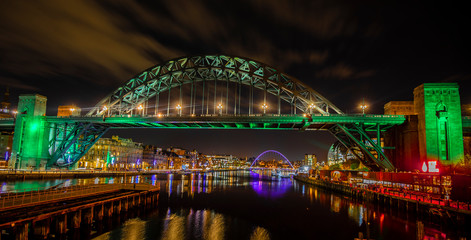 Newcastle Upon Tyne at night Quayside Tyne Bridge