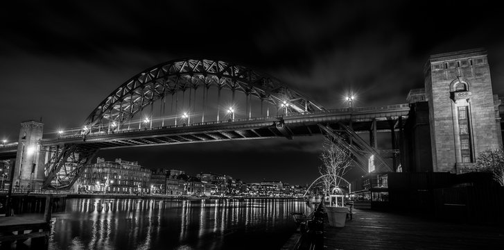 Newcastle Upon Tyne at night Quayside Tyne Bridge