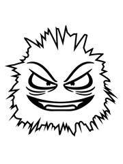 gesicht haarig haare kopf mund böse monster horror halloween vampir gruselig zähne comic cartoon clipart logo design