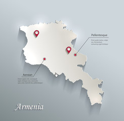Armenia map blue white card paper 3D vector