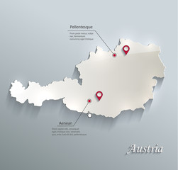 Austria map blue white card paper 3D vector