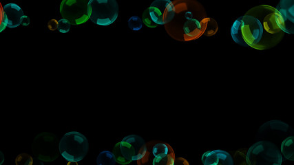 Background with a variety of multi-colored translucent soap bubbles.