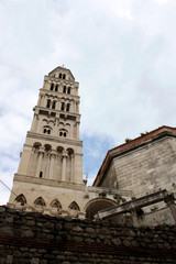 Fototapeta na wymiar Saint Domnius cathedral, landmark in Split, Croatia. Split is popular coastal travel destination and UNESCO World Heritage Site.