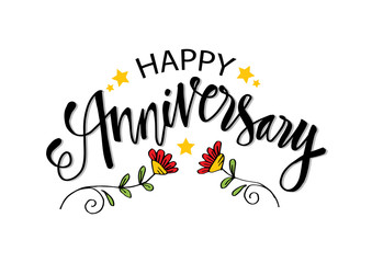 Happy anniversary. Greeting card.
