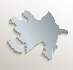 Azerbaijan map white blue card paper 3D vector