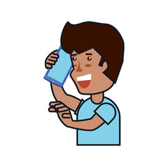 young man black talking on smartphone