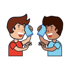 young men talking for smartphone