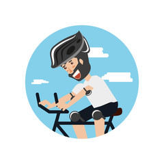 Obraz premium man ride bike character