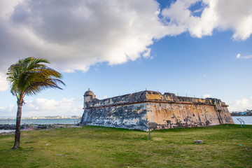 Fototapeta na wymiar Historic Fort San Juan De La Cruz also known as El Canuelo from San Juan Puerto Rico