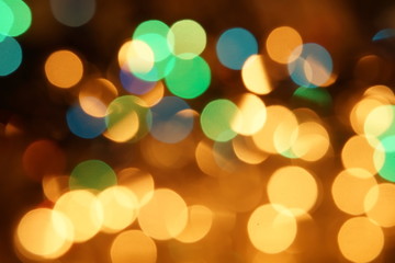 natural bokeh holiday lights background bright lights green yellow blue party city