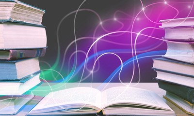 Old books on dark  background