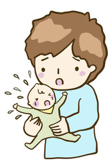 ベクター　パパと赤ちゃん　　泣き止まない タイトル変更