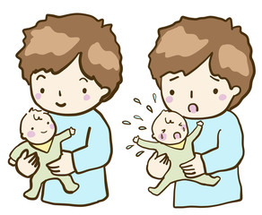 ベクター　パパと赤ちゃん　泣き止む　泣き止まない　セット
