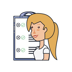 woman with clipboard checklist isolated icon