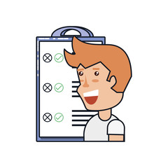 man with clipboard checklist isolated icon
