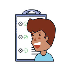 man with clipboard checklist isolated icon