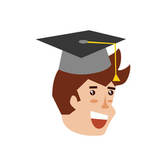 head of young man with hat graduation