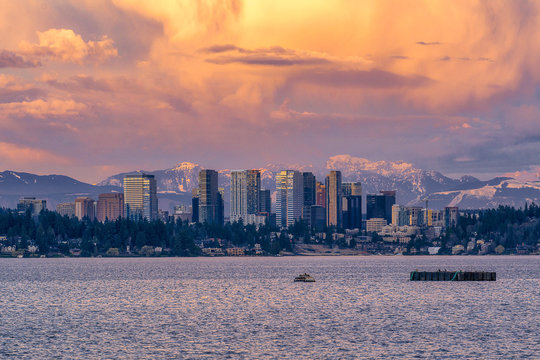 Bellevue Skyline At Sunset