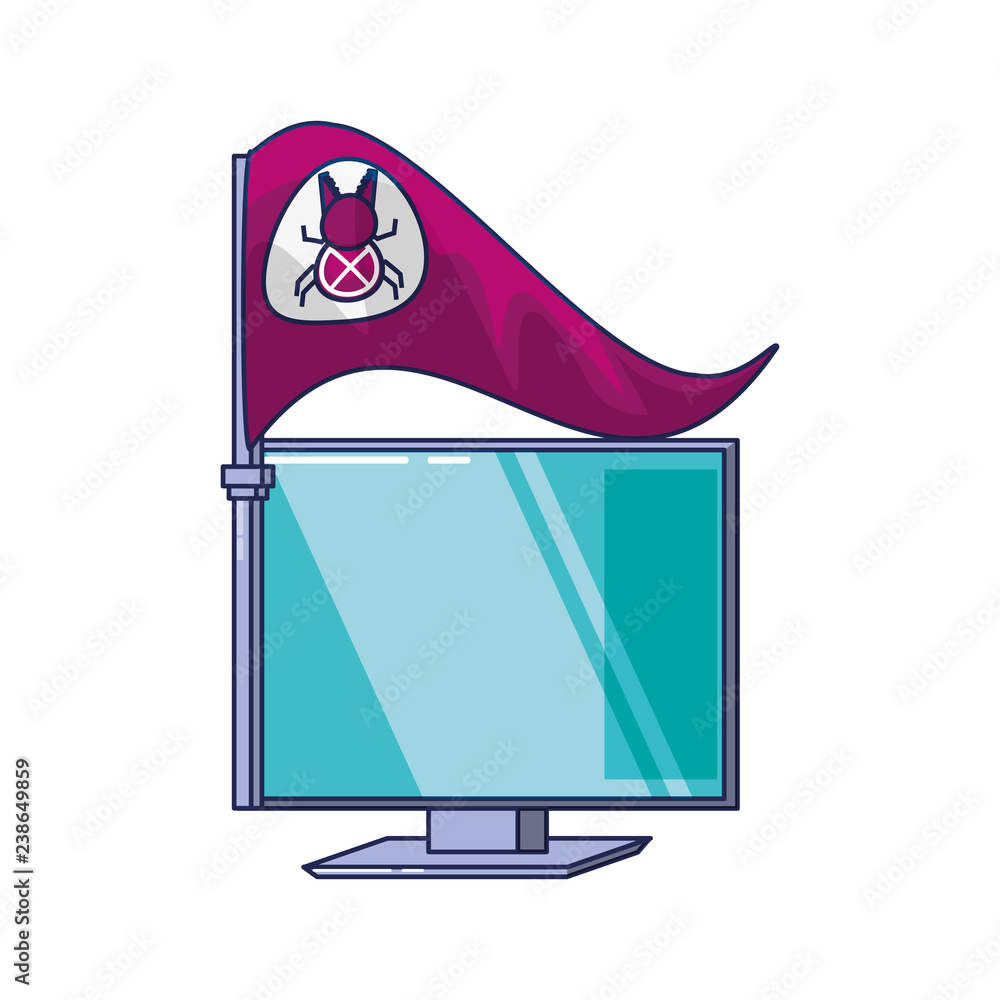 Poster computer with flag bug virus infection