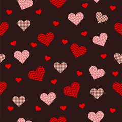 Obraz na płótnie Canvas beautiful seamless pattern with pink heart on red background