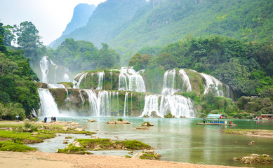 Ban Gioc Waterfall or Detian Falls, Vietnam's best-known waterfall located in Cao bang Border with China