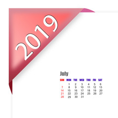 2019 July calendar