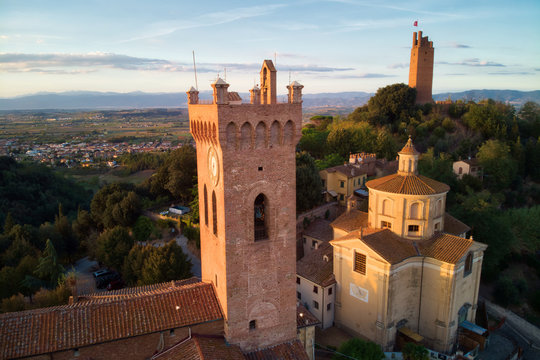 Tower and Church in Tuscan hill town of San Miniato