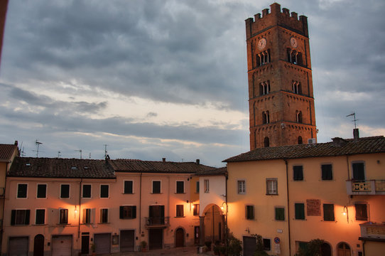 Bell tower in Altopascio Italy
