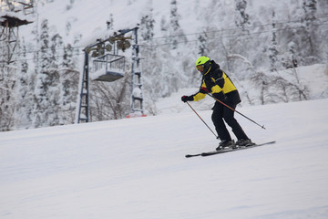 Alpine skier at arctic slope