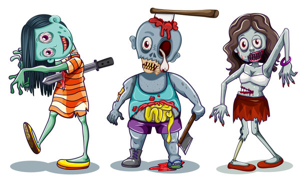 Set of zombie character