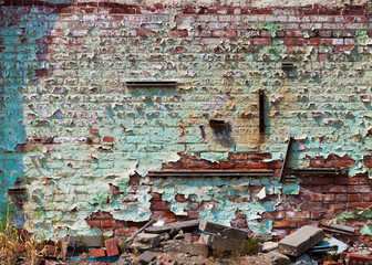 Colorful Distressed Brick Wall