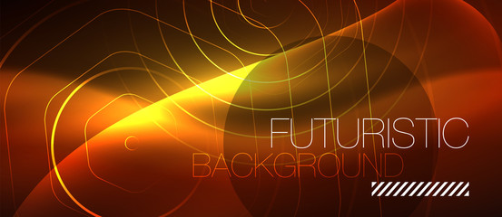 Neon glowing wave, magic energy and light motion background. Vector wallpaper template