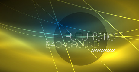 Neon glowing magic background, neon banner, night sky wallpaper. Magic light effect. Christmas abstract pattern.