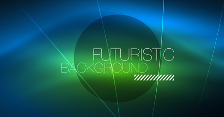 Neon glowing magic background, neon banner, night sky wallpaper. Magic light effect. Christmas abstract pattern.