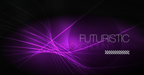 Digital technology abstract background - neon geometric design. Abstract glowing lines. Colorful techno background. Futuristic shape.