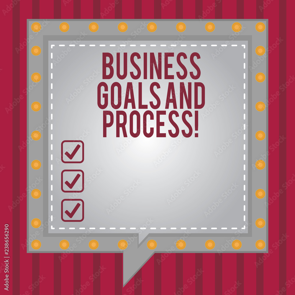 Poster word writing text business goals and process. business concept for working strategies accomplish obj