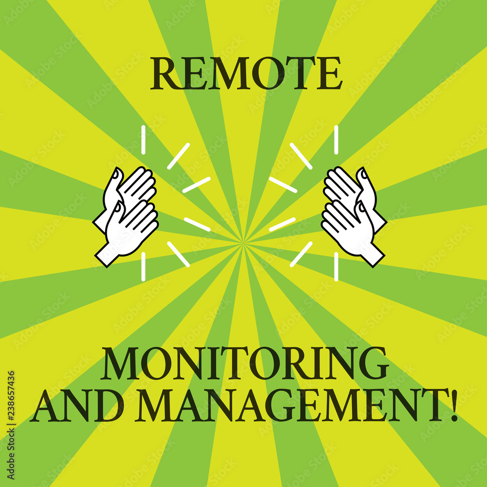 Poster word writing text remote monitoring and management. business concept for long distance monitor data 