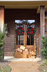 Boxes on front porch during holiday shopping season