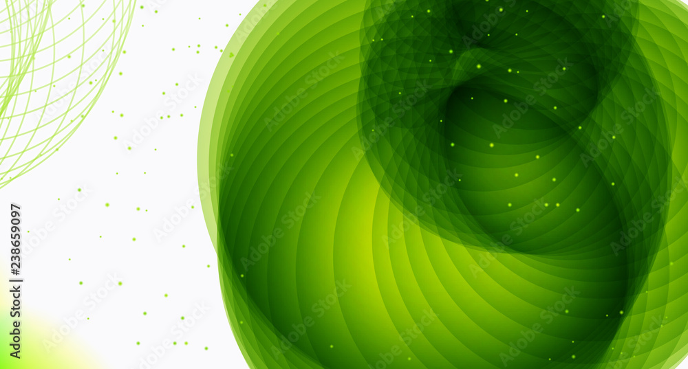 Poster circular waving modern abstract background with particles, computer generated illustration, 3d rende