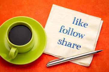 like, follow, share - social media concept