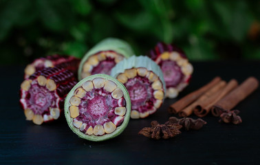 Fresh Purple corn fruit from Thailand garden  
