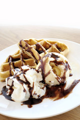 Waffles and ice cream
