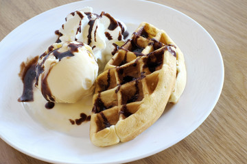 Waffles and ice cream