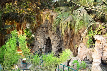 coral leaves building in a garden Gabalaia in Cairo Egypt