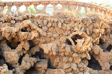 coral leaves building in a garden Gabalaia in Cairo Egypt