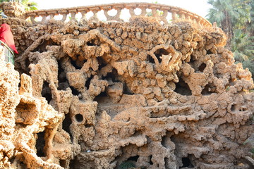 coral leaves building in a garden Gabalaia in Cairo Egypt