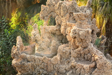 coral leaves building in a garden Gabalaia in Cairo Egypt
