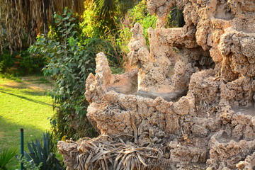 coral leaves building in a garden Gabalaia in Cairo Egypt