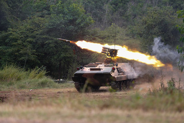 Rocket launcher from the tank.